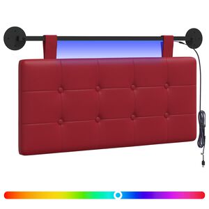 vidaXL Hangend hoofdbord Met LED-verlichting Wijnrood Kunstleer