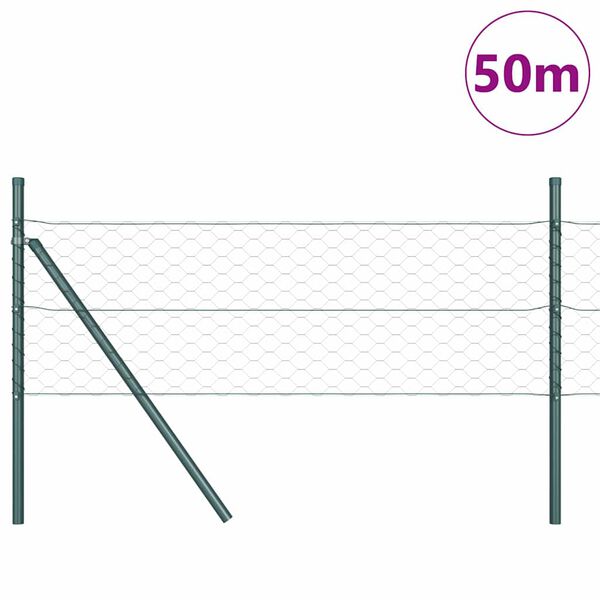 vidaXL Afrasteringspaal Grijs 50 x 0,5 m (50 mm gaas) Staal en PVC