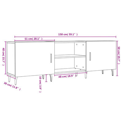 vidaXL Tv-meubel 150x30x50 cm bewerkt hout wit