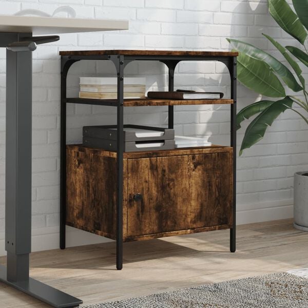 vidaXL Printerkastje 3-laags 50x40x76 cm bewerkt hout gerookt eiken