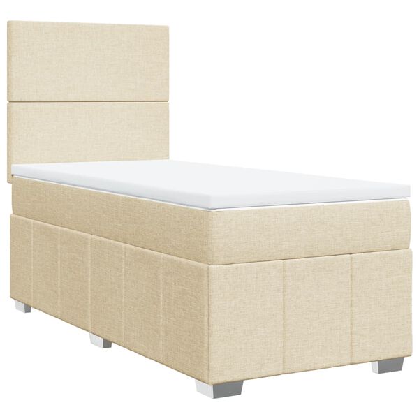 vidaXL Boxspring met matras stof cr&egrave;mekleurig 90x200 cm