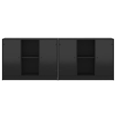 vidaXL Boekenkast met deuren 204x37x75 cm bewerkt hout zwart