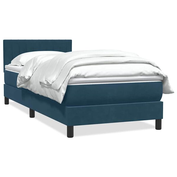 vidaXL Boxspring met matras fluweel donkerblauw 90x210 cm