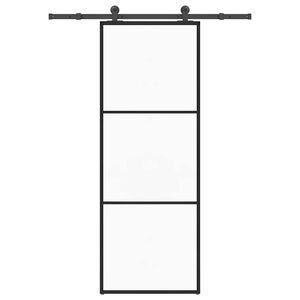vidaXL Schuifdeur met beslag 76x205 cm ESG-glas en aluminium