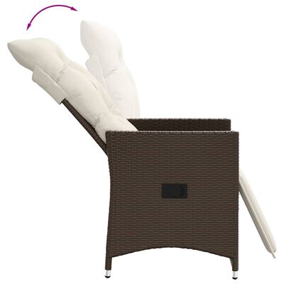 vidaXL 3-delige Bistroset met kussens poly rattan bruin