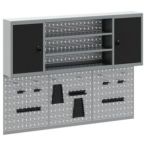 vidaXL Gereedschapskast set met plank 4 pcs Zwart Gepoedercoat staal