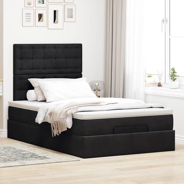 vidaXL Ottoman bed met matrassen 120x200cm fluweel zwart
