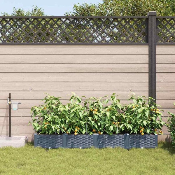 vidaXL Tuin Bloempot 4 pcs Licht Grijs Staal