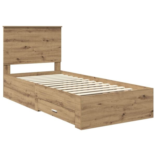 vidaXL Bedframe met hoofdeinde Artisan Eiken 90 x 190 cm Bewerkt hout