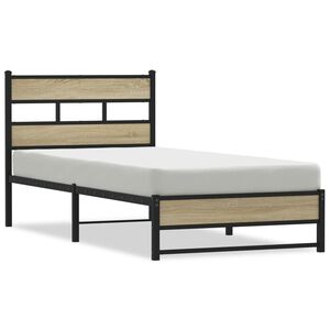 vidaXL Bedframe zonder matras metaal sonoma eikenkleurig 75x190 cm