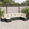 vidaXL Tuin Sofa Set met kussen met opslag 7 pcs Zwart poly rattan