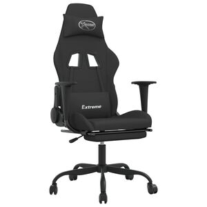 vidaXL Massage gamestoel met voetensteun stof zwart