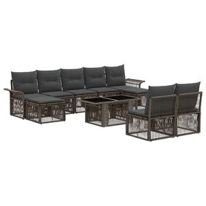 vidaXL Tuinbankenset 10 st Grijs en Donkergrijs poly rattan