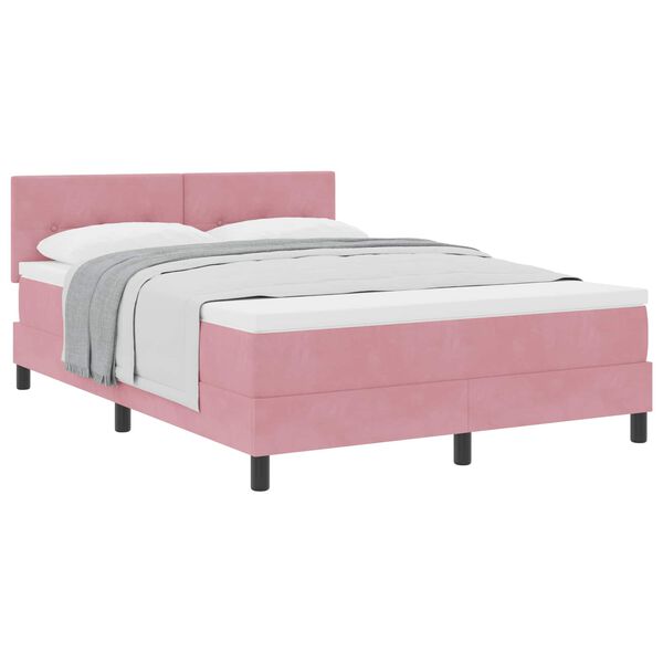 vidaXL Boxspringbed met matras Roze 140 x 200 cm Fluweel