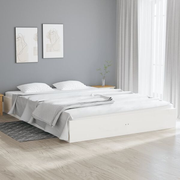 vidaXL Bedframe massief hout wit 160x200 cm