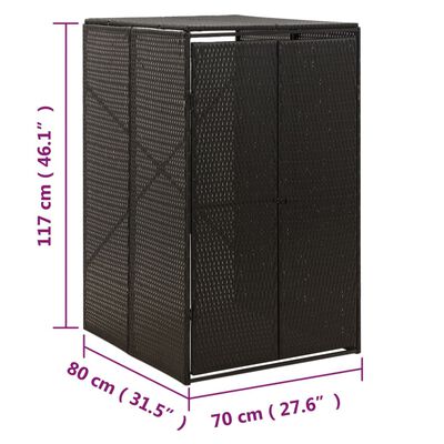 vidaXL Containerberging enkel 70x80x117 cm poly rattan zwart