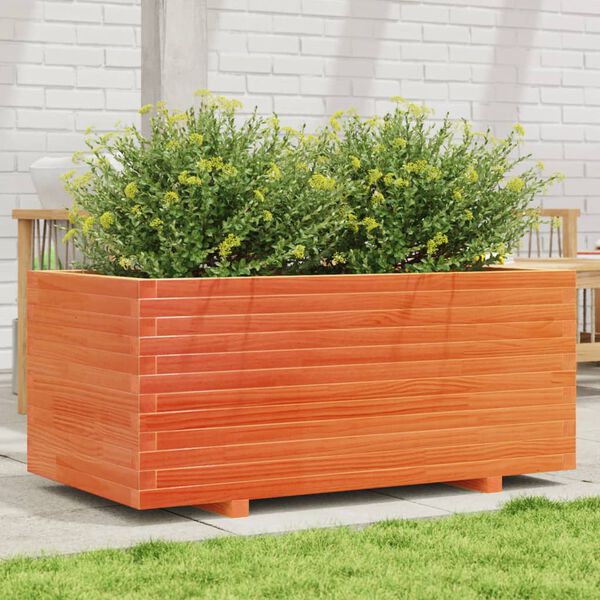 vidaXL Plantenbak 110x60x49,5 cm massief grenenhout wasbruin
