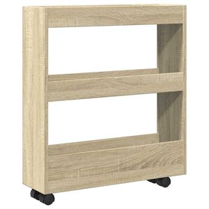 vidaXL Opbergtrolley smal 3-laags bewerkt hout sonoma eikenkleurig