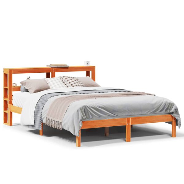 vidaXL Bedframe met hoofdbord massief grenenhout wasbruin 120x200 cm