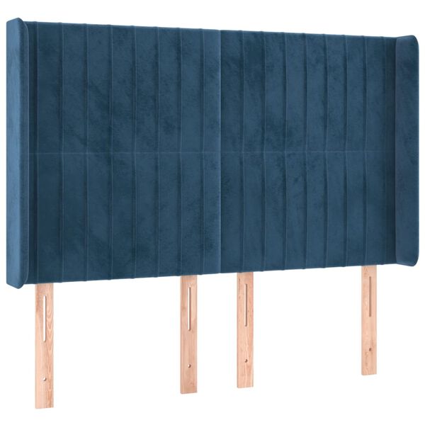 vidaXL Hoofdbord LED 147x16x118/128 cm fluweel donkerblauw