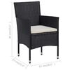 vidaXL 3-delige Bistroset poly rattan en gehard glas zwart