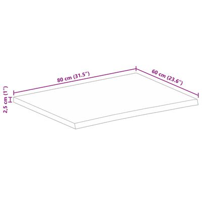 vidaXL Tafelblad met natuurlijke rand 80x60x2,5 cm massief mangohout