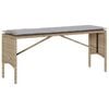 vidaXL 3-delige Tuinset met kussens poly rattan beige