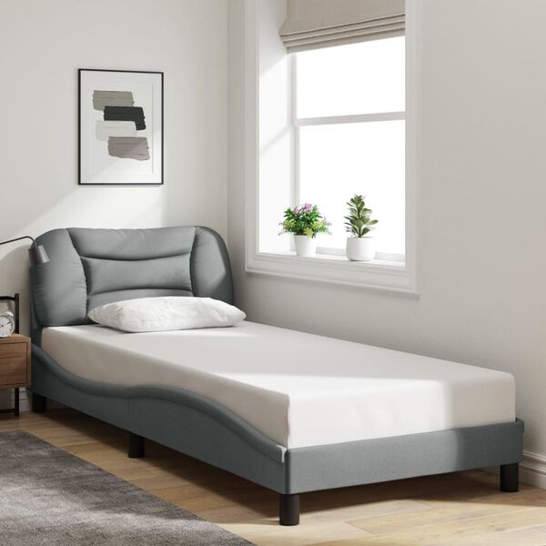 vidaXL Bedframe zonder matras "Hvar" 90x200 cm stof lichtgrijs