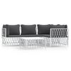 vidaXL 5-delige Loungeset met kussens staal wit
