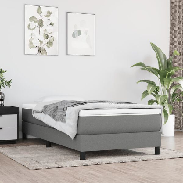 vidaXL Boxspring met matras stof donkergrijs 90x190 cm