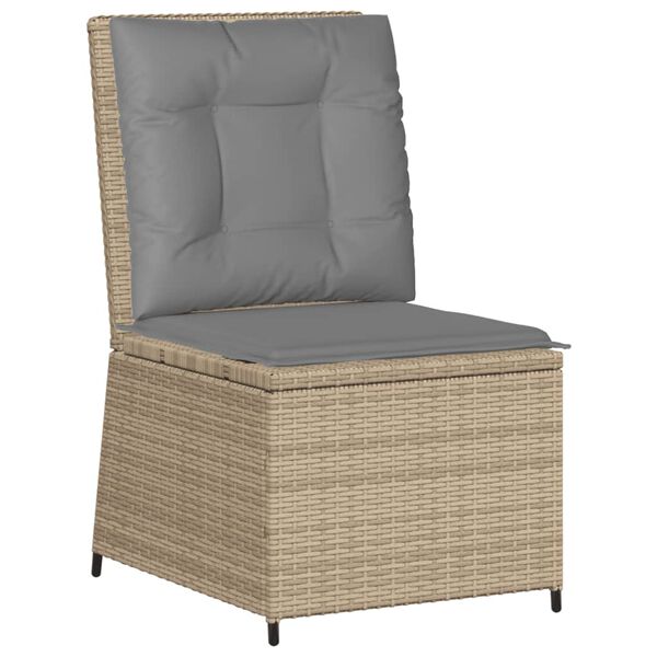 vidaXL Tuinbank verstelbaar met kussens poly rattan beige