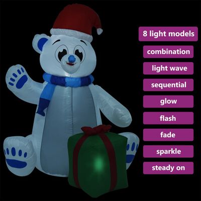 vidaXL Kerstfiguur ijsbeer opblaasbaar LED binnen en buiten 2,4 m