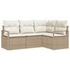 vidaXL Bankstel 4 st Beige en Cr&egrave;me poly rattan