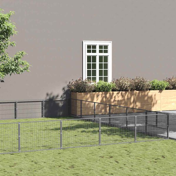 vidaXL Hondenkennel 60 m&sup2; staal zilverkleurig