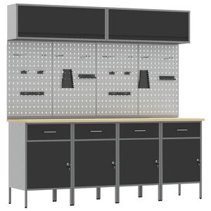 vidaXL Werkkast set met lade met opslag met slot 10 st Zwart