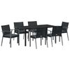 vidaXL Tuin eettafelset 7 st Zwart en Grijs PE Rattan