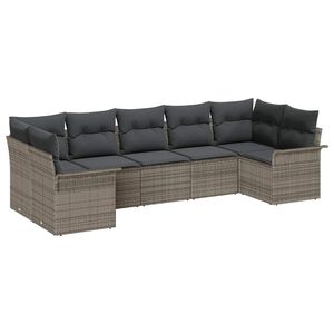 vidaXL Tuin Sofa Set met kussen 7 pcs Grijs poly rattan