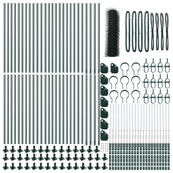 vidaXL Afrasteringspaal Groen 100 x 0,8 m (36 mm gaas) Staal en PVC