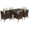 vidaXL 7-delige Tuinset met kussens poly rattan bruin