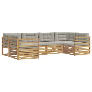 vidaXL Buiten bankenset 6 st Wit en Lichtgrijs Polyester