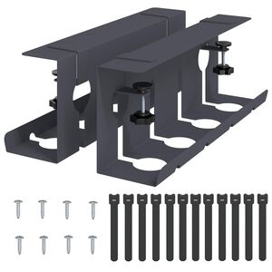 vidaXL Onder bureaublad kabelmanagement tray 2 st Antracietkleurig