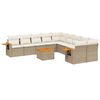 vidaXL 11-delige Tuinset met kussens poly rattan beige