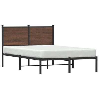 vidaXL Bedframe met hoofdbord metaal bruin eikenkleurig 120x200 cm