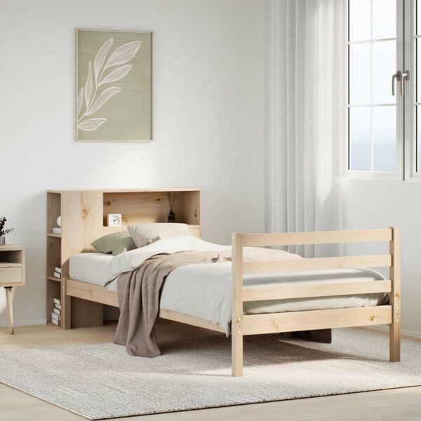 vidaXL Bed met boekenkast zonder matras massief grenenhout 90x190 cm