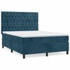 vidaXL Boxspring met matras fluweel donkerblauw 140x200 cm