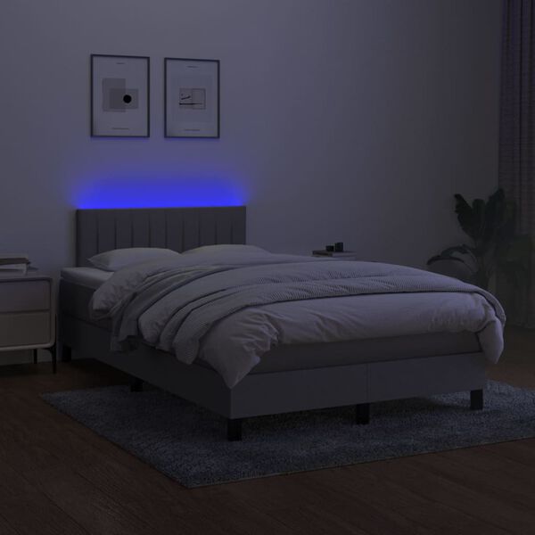 vidaXL Boxspring met matras en LED stof lichtgrijs 120x190 cm