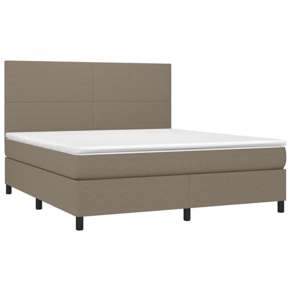 vidaXL Boxspring met matras en LED stof taupe 180x200 cm