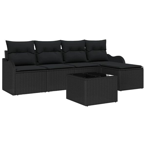 vidaXL Tuin Sofa Set 6 pcs Zwart poly rattan