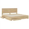 vidaXL Bedframe met hoofdeinde Sonoma Eiken 200 x 200 cm Bewerkt hout