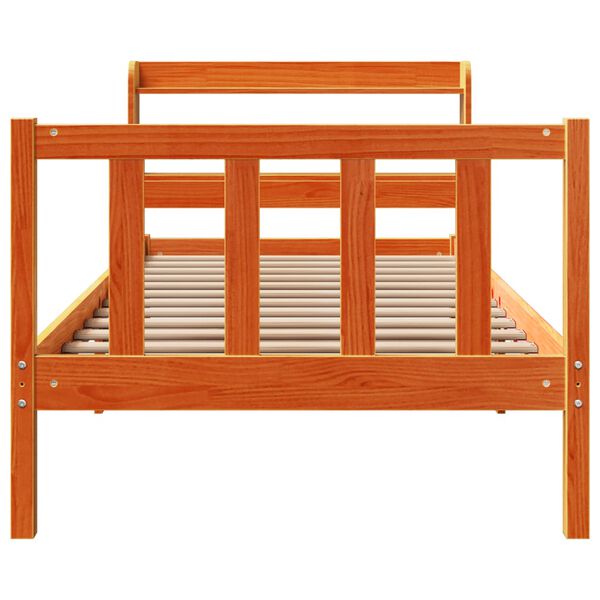 vidaXL Bedframe met hoofdbord massief grenenhout wasbruin 100x200 cm